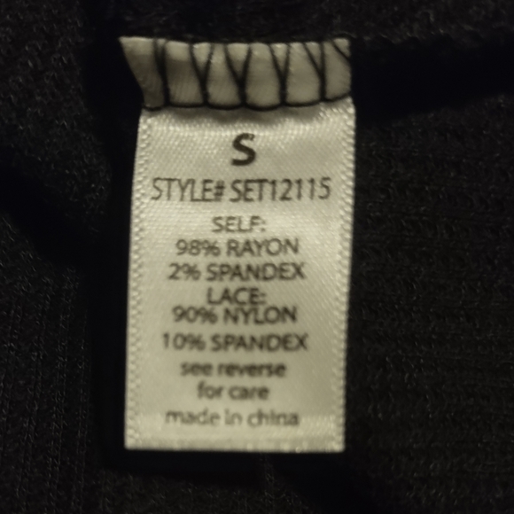 Ribbed 2 Piece Black Pajama Set Size Small - Picture 7 of 10